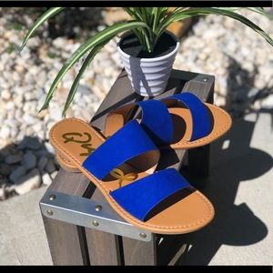 Cobalt blue slide sandals